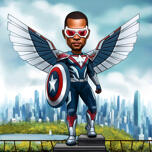 Superhero Man with Wings Caricature