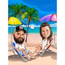 Caricature de couple en vacances