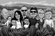 Caricatura de 9 miembros de la familia