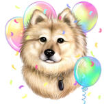 Retrato de perro con globos