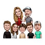 Caricatura di una famiglia di 7 persone