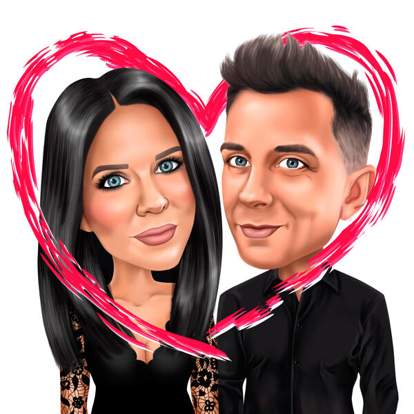 Caricatura de pareja de San Valentín en corazón