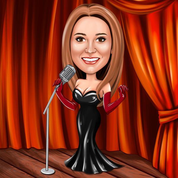 Music Lover Caricature: Singer on Stage