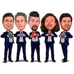 Full Body Superhero Solo Boys Group Sarjakuva karikatyyri värilliseen tyyliin valokuvasta