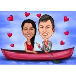 Casal romântico em desenho de barco