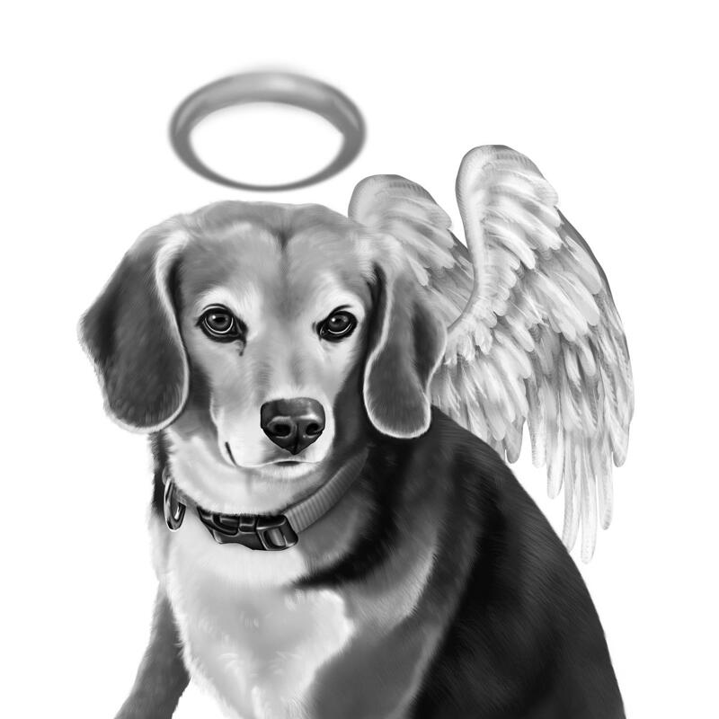 Personalized Memorial Pet Portrait DIGITAL FILE Angel Wings 