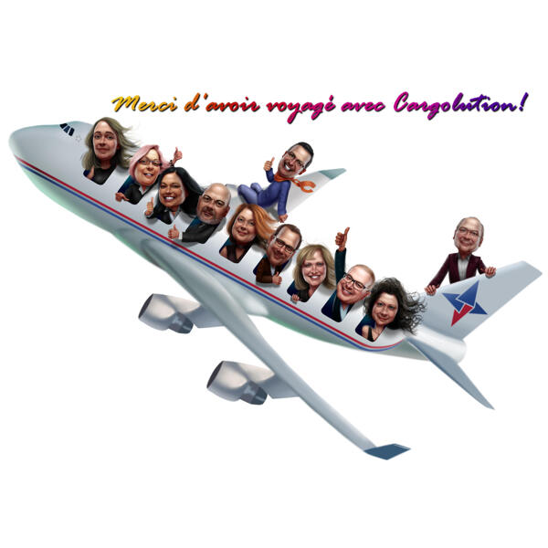 Plane Caricature - Group on Airplane Cartoon