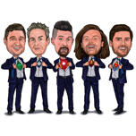 Caricatura del logotipo de superhéroe de los padrinos de boda