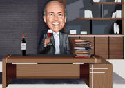 Affärsman på arbetsplatsen tecknad porträtt från foton för chefspresent