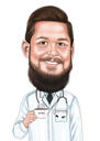 Portrait caricatural d'un technicien chimiste pour un cadeau médical