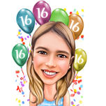 Birthday Pencils Caricature with Balloons
