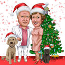Personalized Christmas Couple Cartoon Portrait