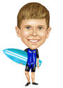 Kid Surfing Cartoon