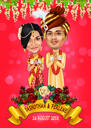 Two Persons Colored Cartoon Portrait in Full Body Indian Style from Photo