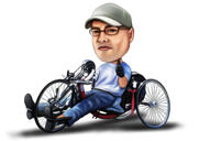 Cilvēks uz velosipēda karikatūras zīmējums