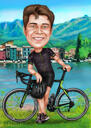 Caricatura de viajero ciclista de montaña