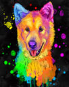 Retrato de perro arcoiris sobre fondo negro