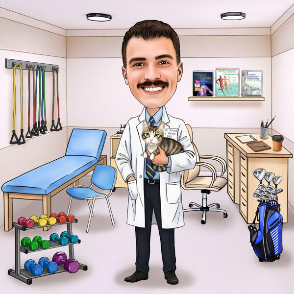 Ritratto personalizzato del dottore in stile cartone animato