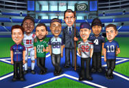 Groomsmen Caricature Wearing Sport Uniforms