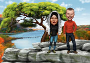 Grattis på bröllopsdagen-karikatyr från foton