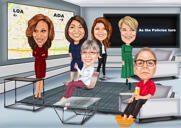 Caricature colorée de dessin animé de style complet du corps à partir de photos pour cadeau de collègues d'affaires