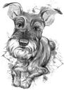 Graphite Fox Terrier Full Body Portrait van foto's in aquarelstijl