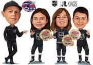 Hockey Team Caricature in Uniforms