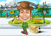Funny Professions Caricature with Custom Background
