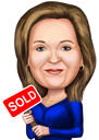 House Agent Caricature Holding Sold Sign