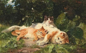 15. "Kat met haar kittens" door Julius Adam II (1913)-0