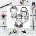 Familj med barn Svartvit karikatyr från foton tryckta på affisch