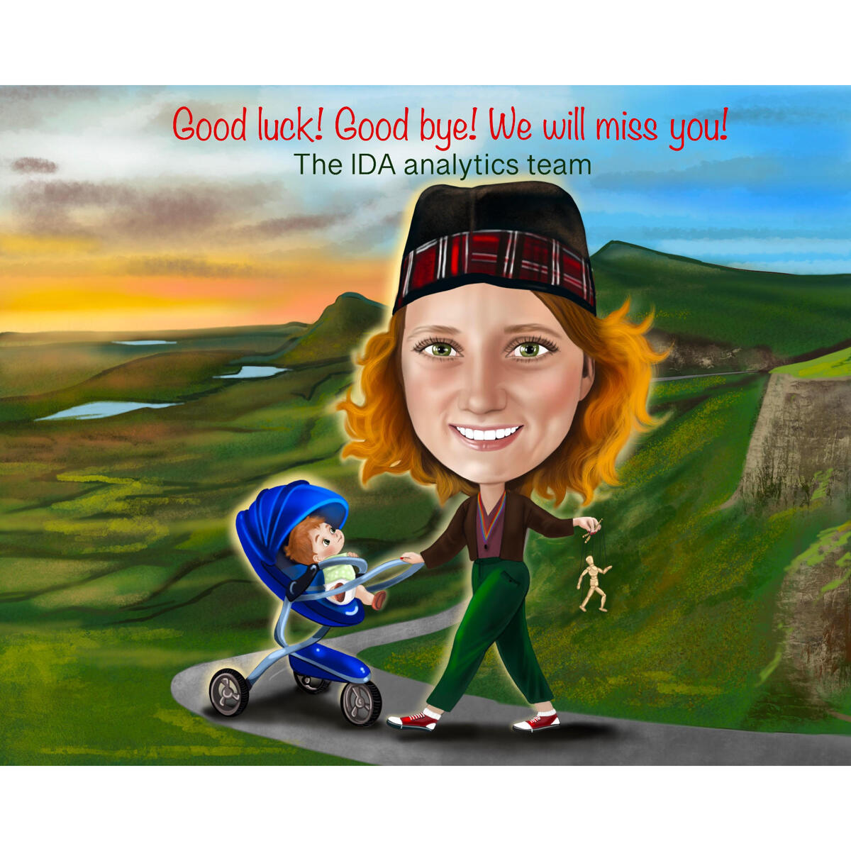 Women Maternity Leave Caricature In Color Style