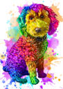 Arte colorida de caricatura de poodle de corpo inteiro em aquarela de fotos