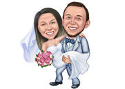 Caricatura de desenho animado do noivo segurando a noiva
