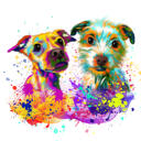 Koiran+ja+kissan+akvarellimaalaus