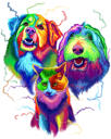 الرسم بالألوان المائية الكلب والقط