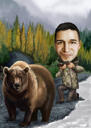 Caricature d'un chasseur d'oiseaux à partir de photos