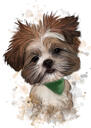 Yorkie Terrier i naturlig akvarel, håndtegnet fra fotos