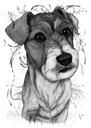 Fox Terrier retrato em aquarela em tons de cinza