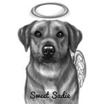 Portrait commémoratif de chien en noir et blanc