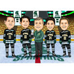 Caricature d’équipe en uniforme de hockey