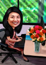 Regalo de caricatura de retrato de trabajador informático en estilo coloreado de fotos