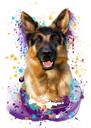 Huisdierkarikatuurportret van foto met regenboog-waterverfeffect voor huisdierliefhebbers cadeau