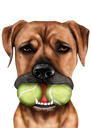 Ritratto di caricatura di cane pugile divertente in stile colore da foto