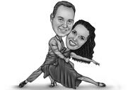 Пользовательская карикатура на парное танго в черно-белом стиле из фотографий