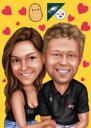 Couple Caricature with Romantic Background