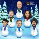 Custom Christmas Snowman Family Caricature