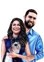 Evcil Hayvan Karikatür Baskılı Aile