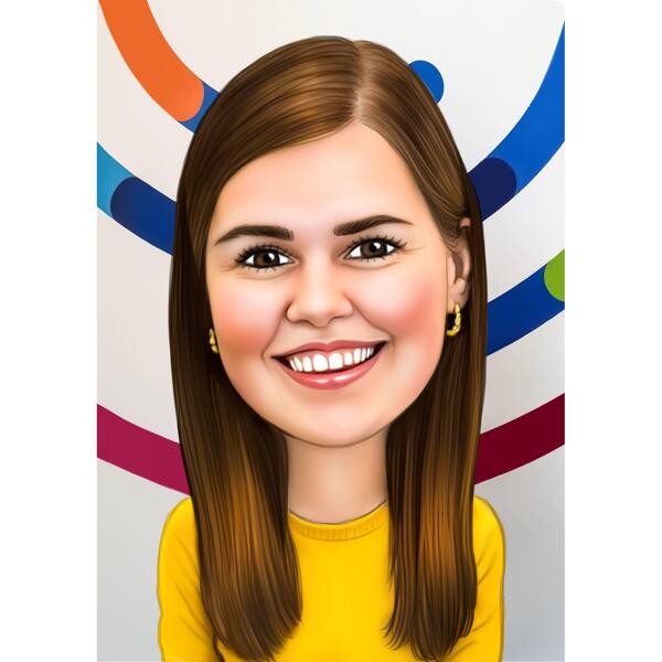 Co Worker Caricature Gift in Color Style with Company Logo Background