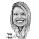 Dentista con caricatura de diente grande